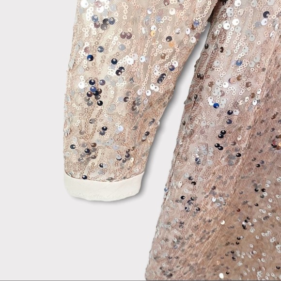 Eliza J Gold Sequin Metallic Long Sleeve Cocktail Dress - Picture 6 of 13